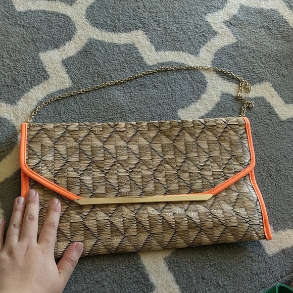 The Limited Bags Woven Neon Orange Clutch Bag Basket Poshmark